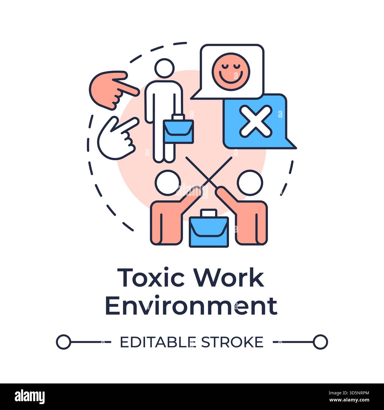 Toxic work environment multi color concept icon Stock Vector