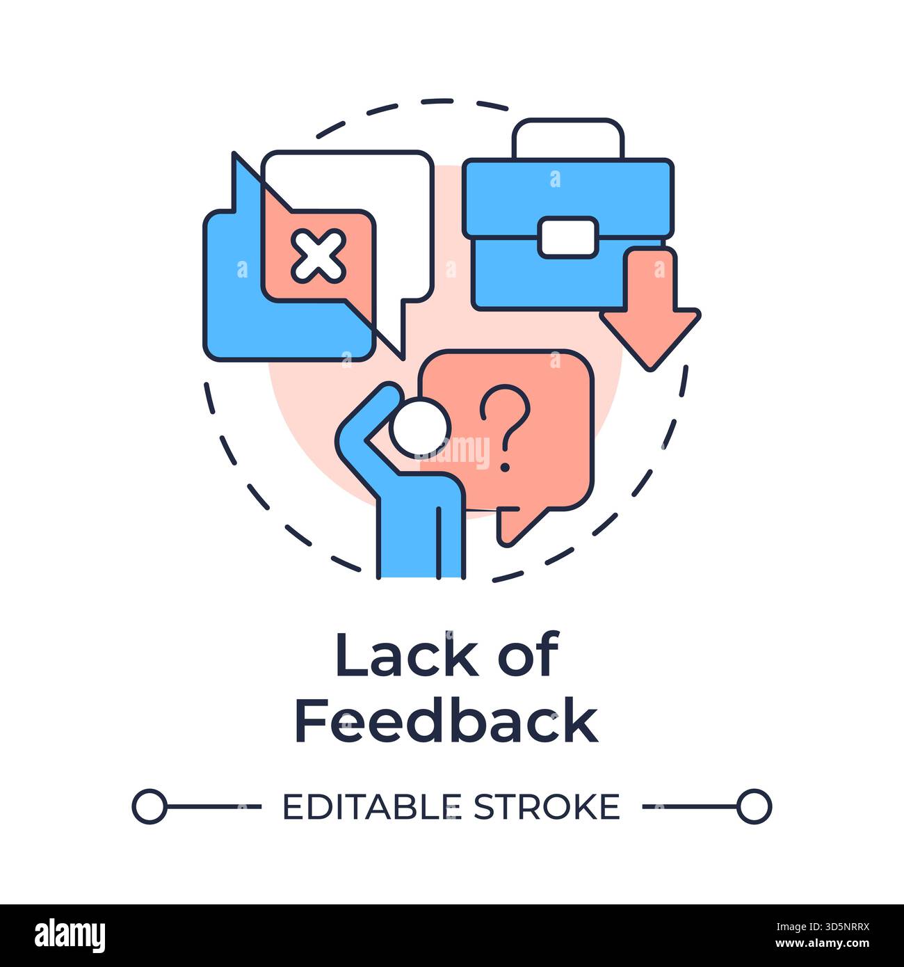 Lack of feedback multi color concept icon Stock Vector