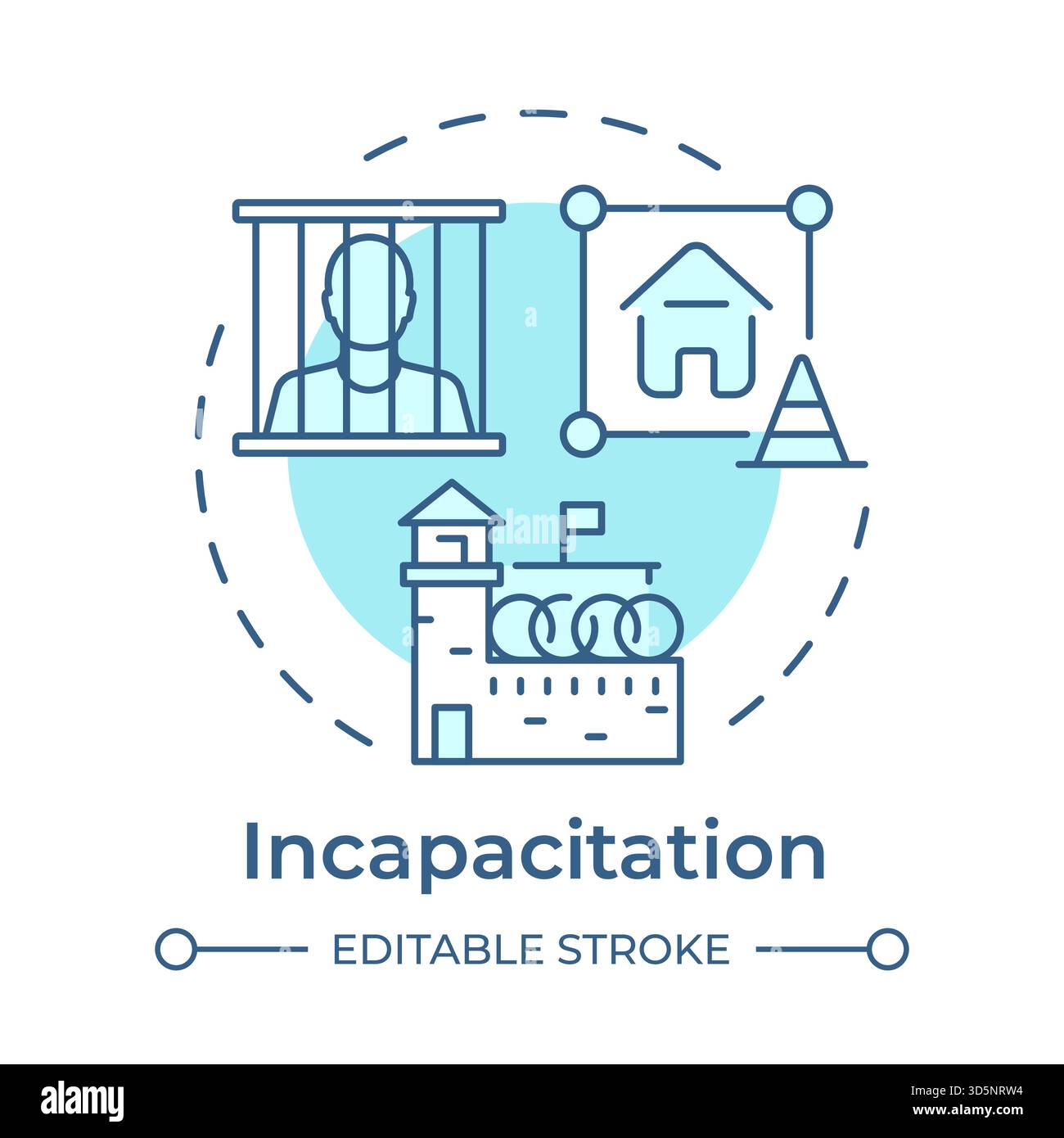 Incapacitation soft blue concept icon Stock Vector