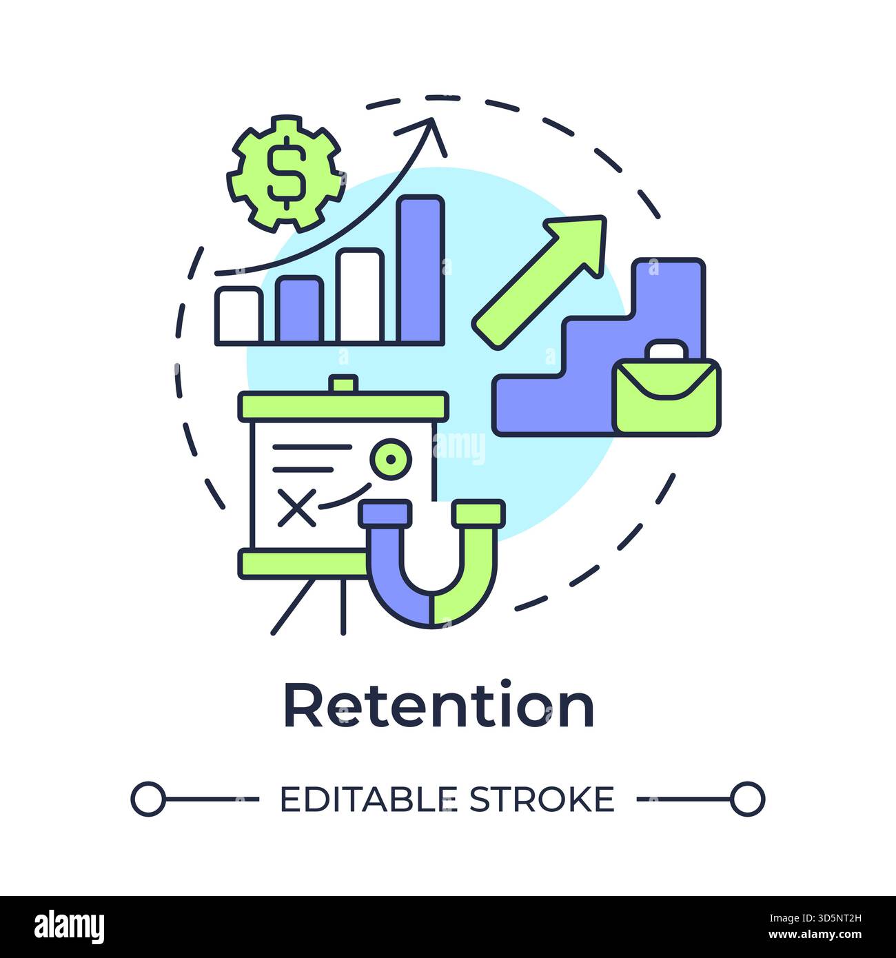 Retention multi color concept icon Stock Vector