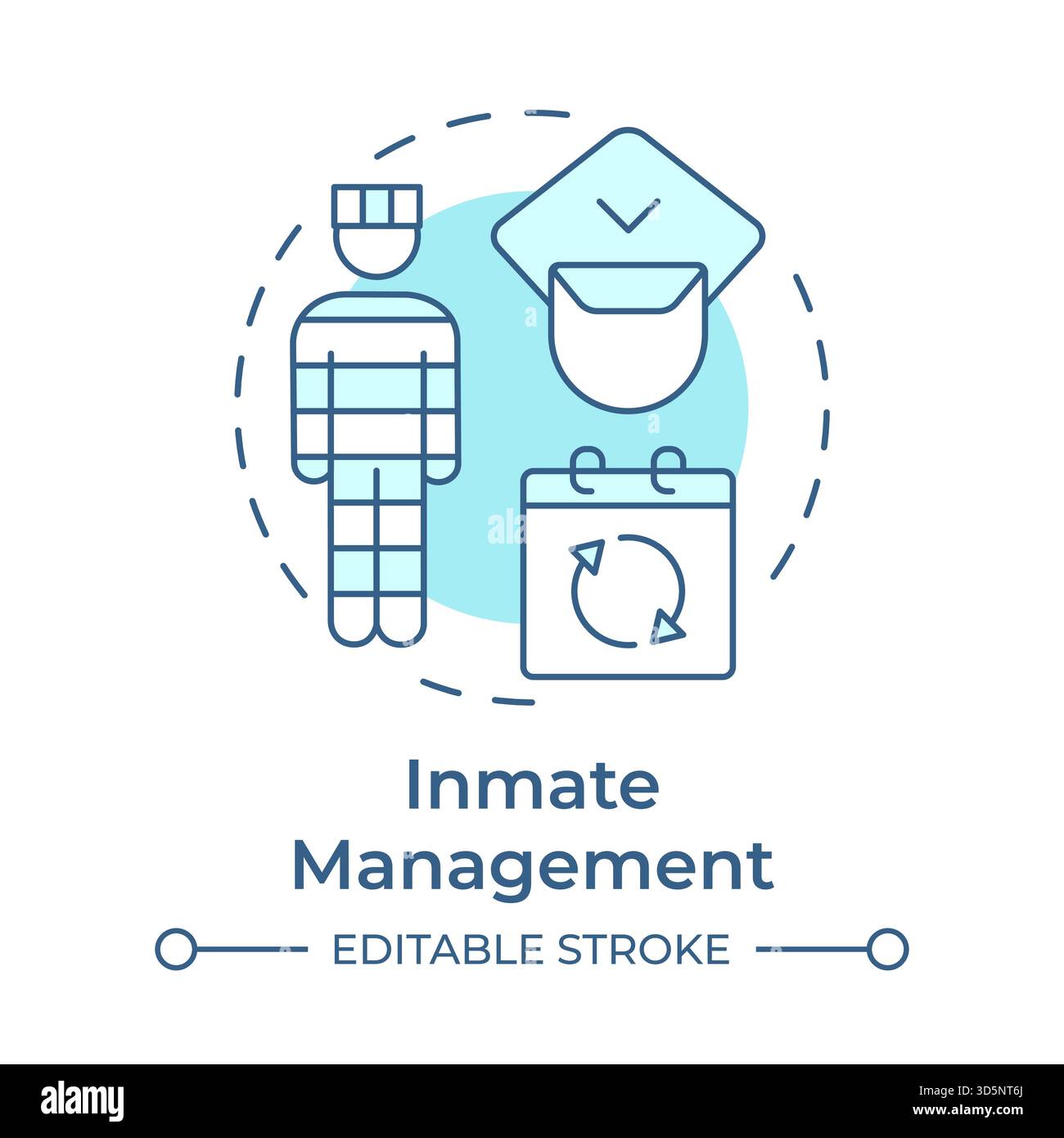Inmate management soft blue concept icon Stock Vector