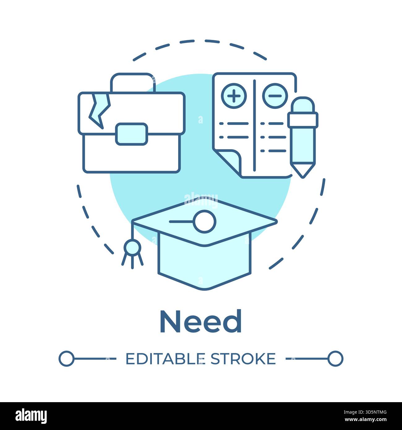 Need soft blue concept icon Stock Vector