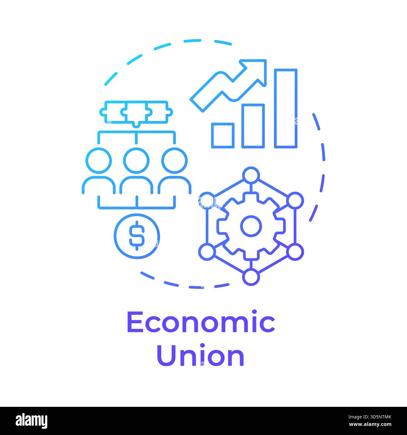 Economic union blue gradient concept icon Stock Vector