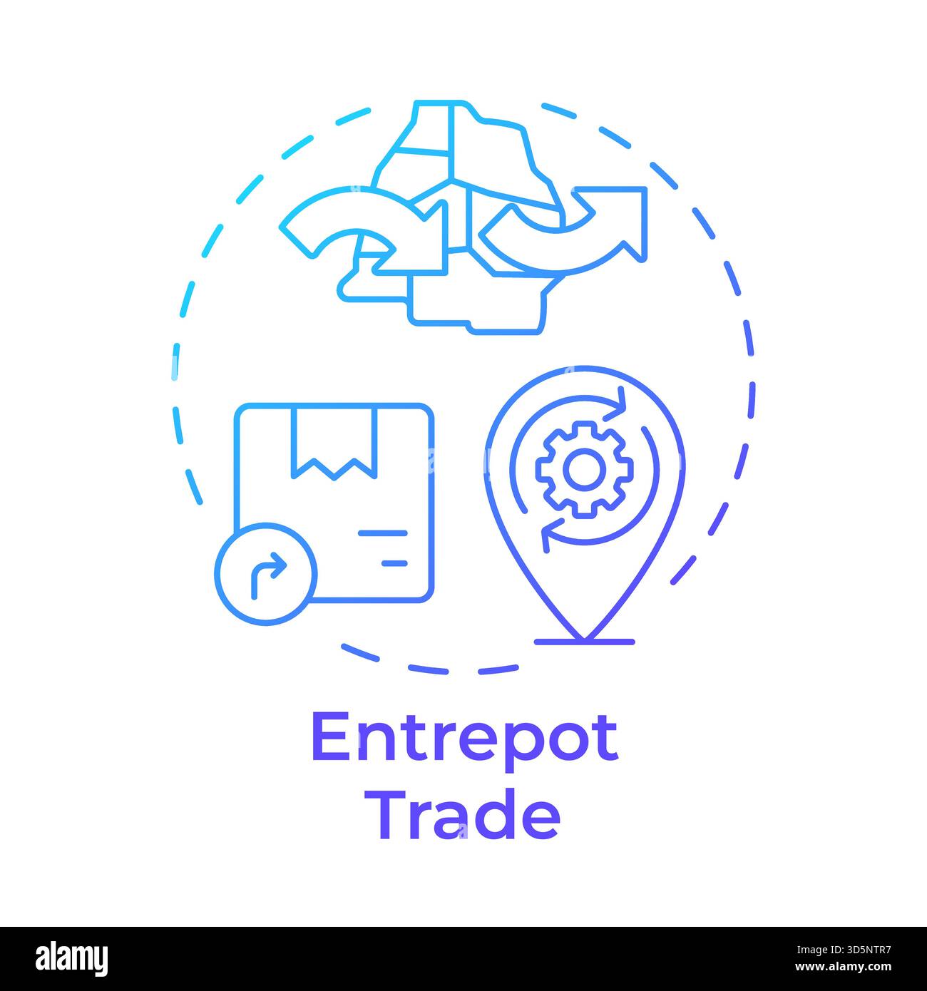 Entrepot trade blue gradient concept icon Stock Vector