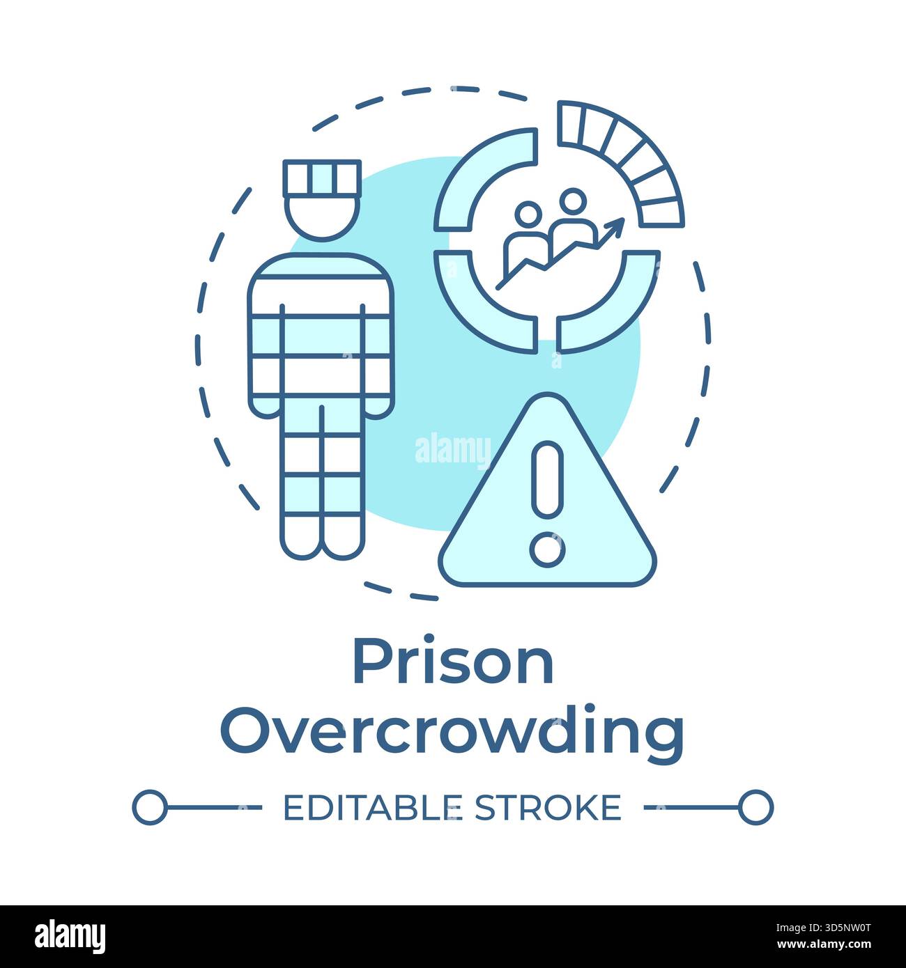 Prison overcrowding soft blue concept icon Stock Vector