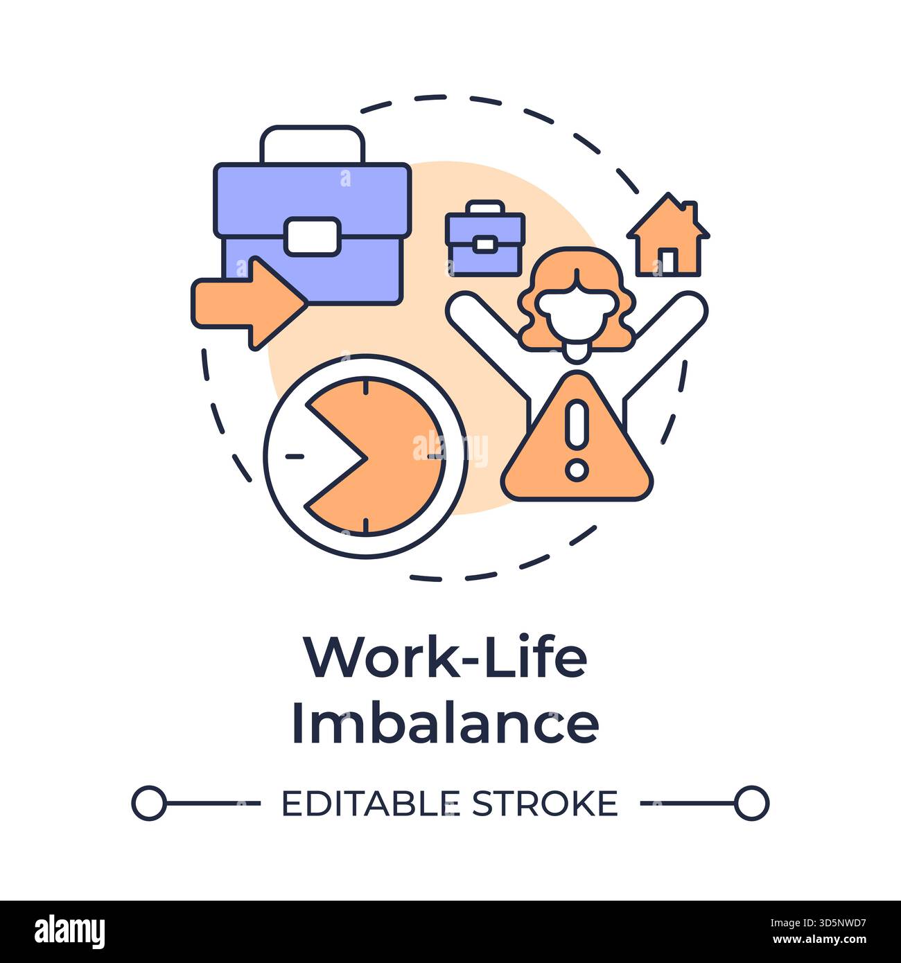 Work life imbalance multi color concept icon Stock Vector