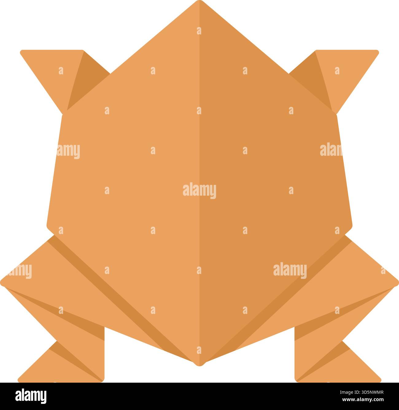 A folded paper frog rendered in warm kraft tones showing distinct triangular limbs and head in classic origami style Stock Vector