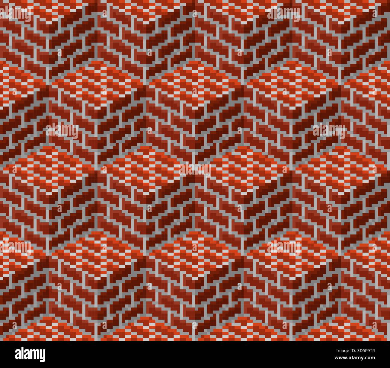 Seamless pixel background with red bricks. Stock Vector