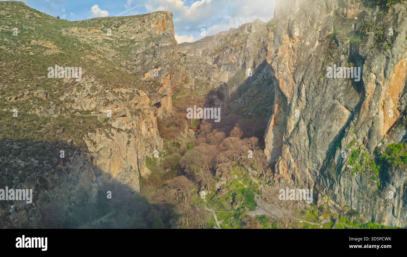 Top view mountains rocky canyon cliffs hills in Sierra Nevada in Spain ...