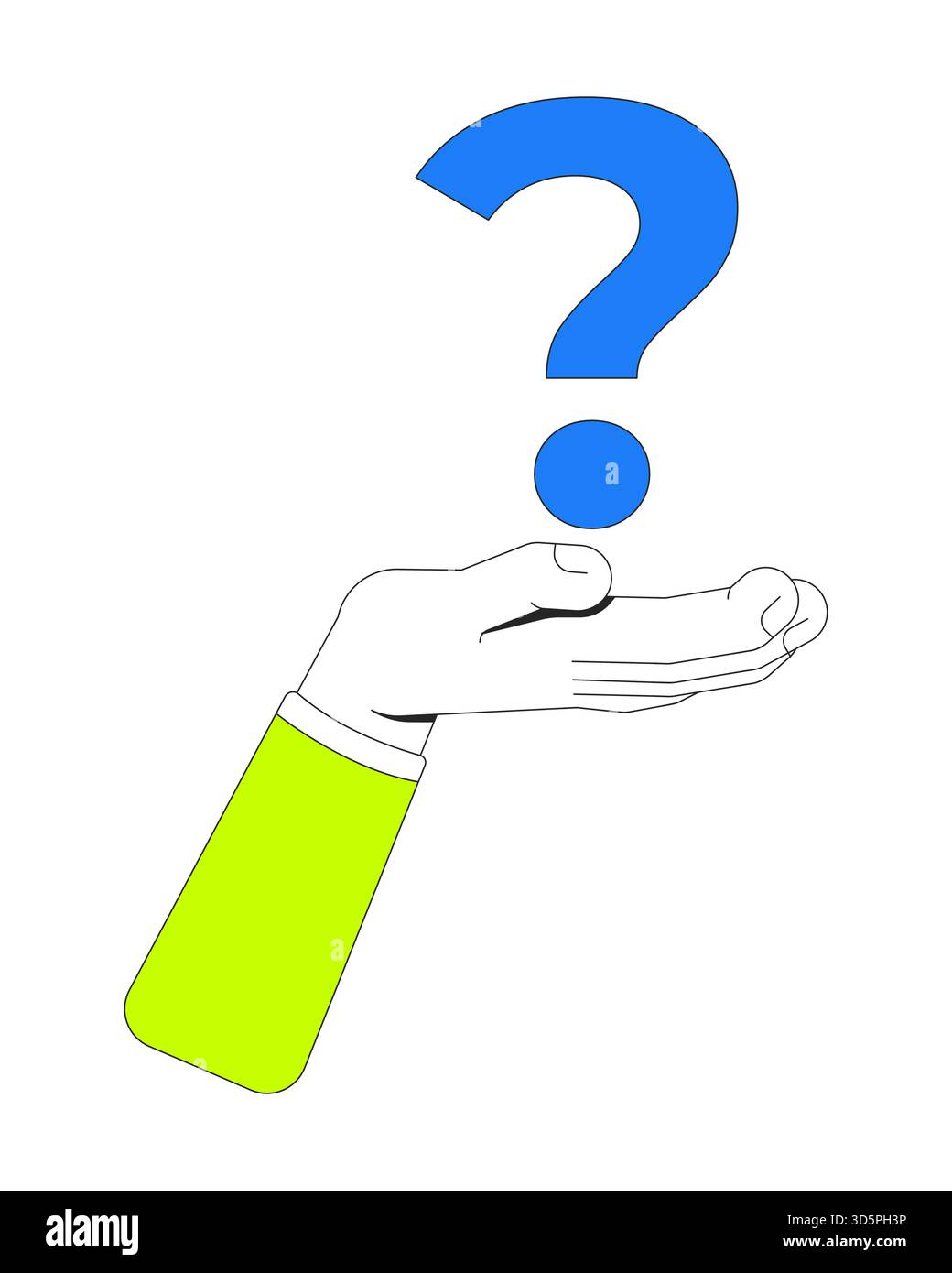 Human hand holding floating question mark vector illustration Stock Vector