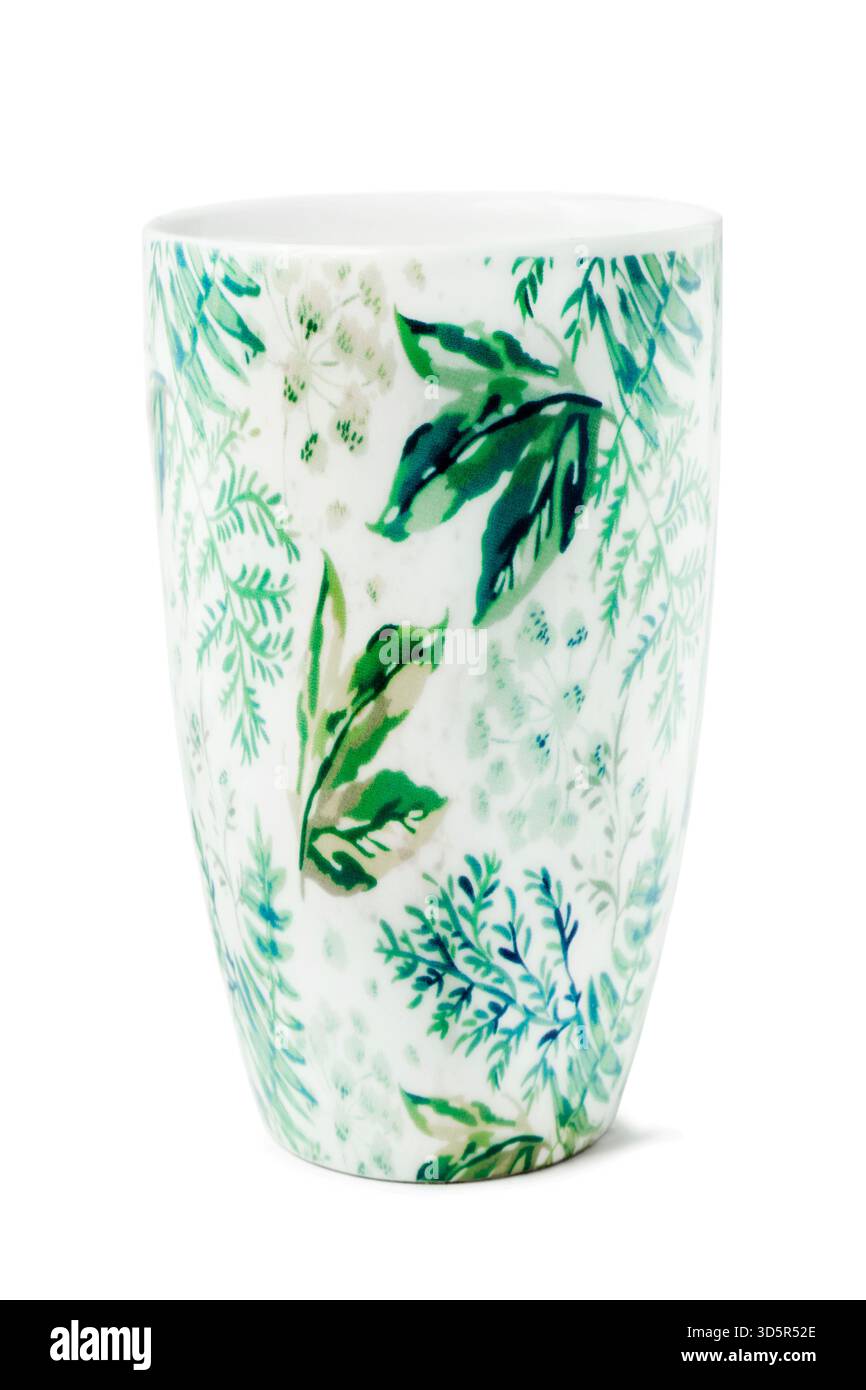 Empty ceramic painted vase isolated on white background Stock Photo