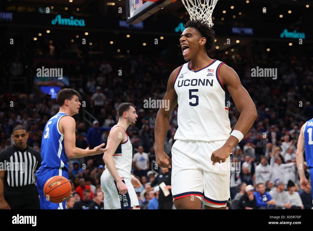 BOSTON, MA - NOVEMBER 15: Tarris Reed Jr. #5 of the UConn Huskies ...