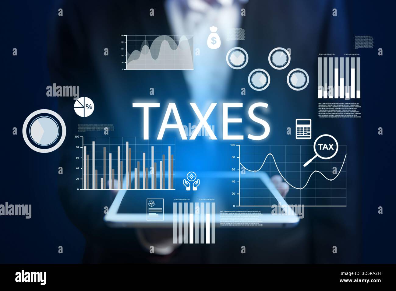 Tax Data Visual representation of tax data analysis with graphs and financial ...