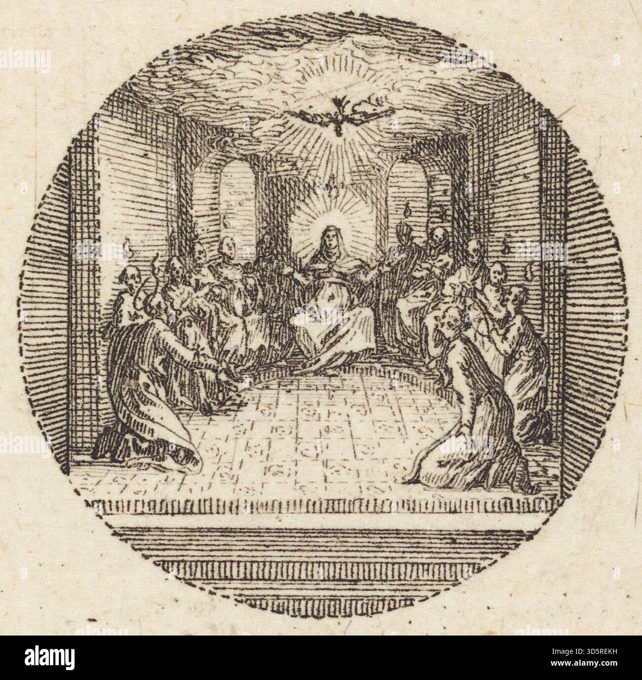 Etching by Jacques Callot circa 1631 showing the Descent of the Holy ...