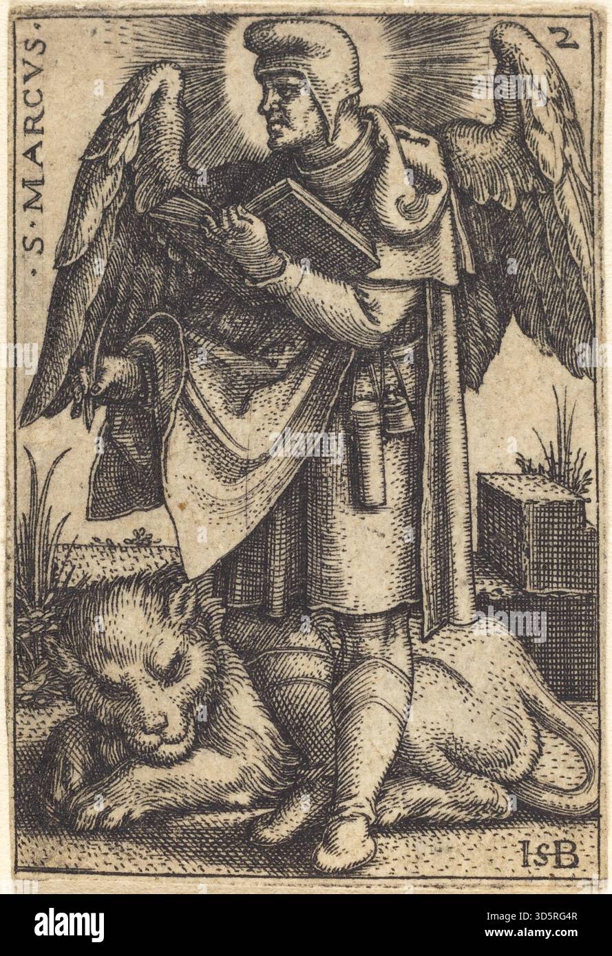Saint Attributes This engraving by Sebald Beham depicts Saint Mark, showing detailed ...