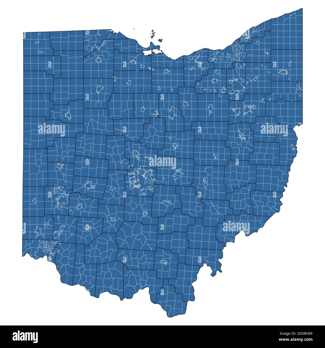 Vector outline map of Ohio state divided into counties and ...