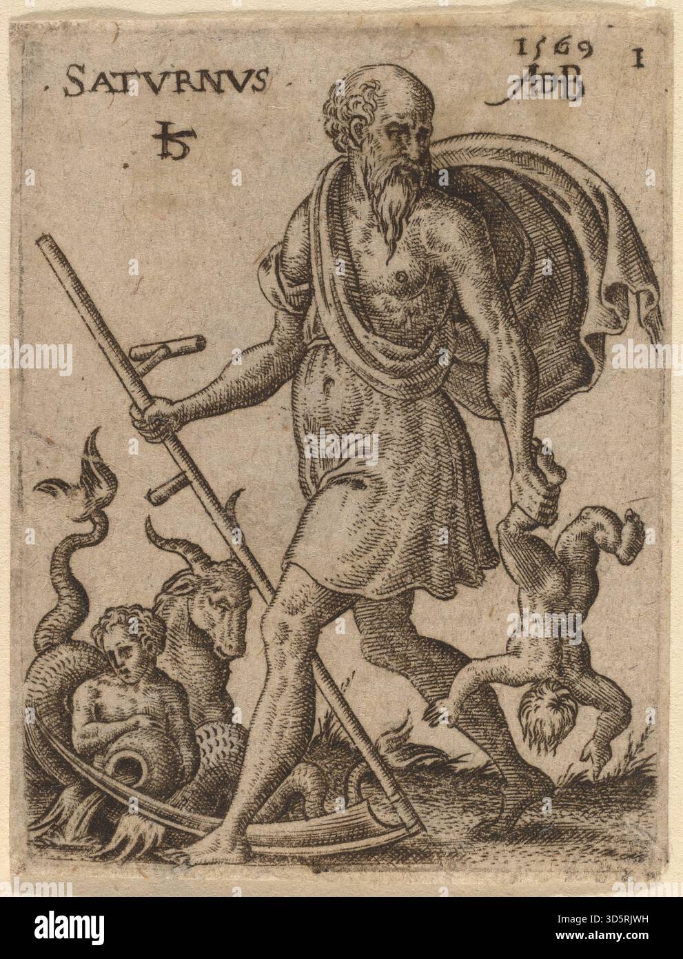 Abraham de Bruyn's 1569 engraving represents Saturn, the Roman god of ...