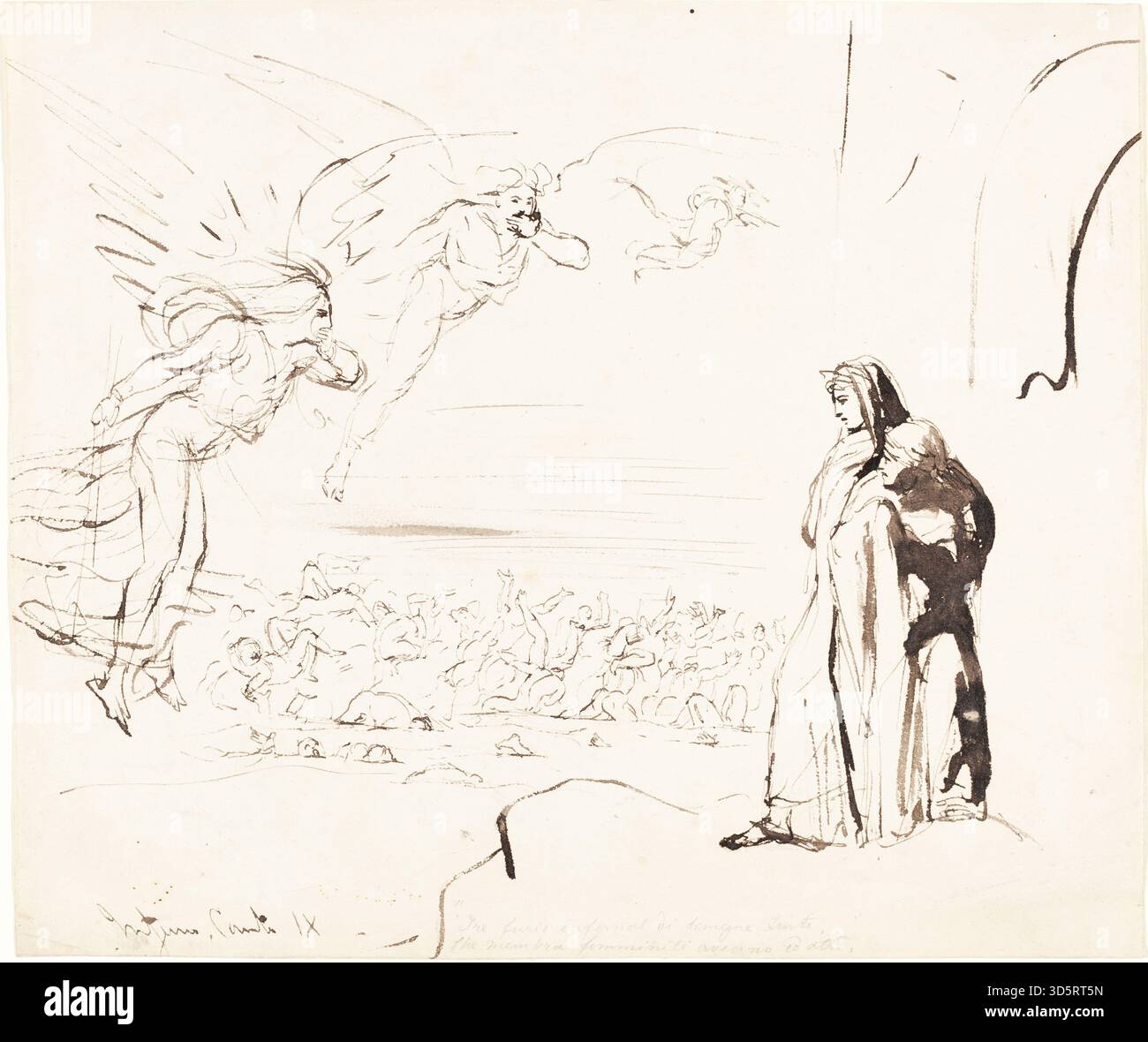 A painting by William Etty depicting a scene from Dante's Inferno ...