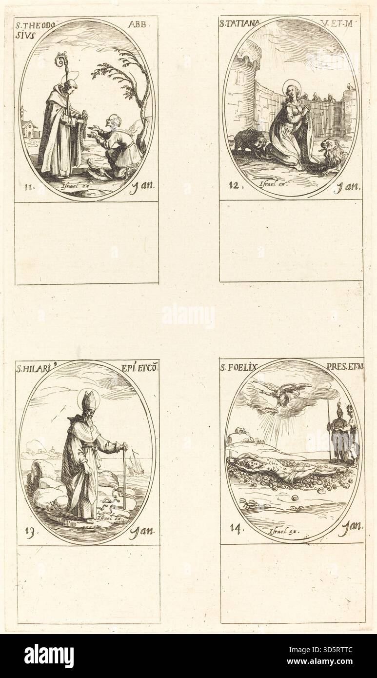 Saint Attributes A series of etchings by Jacques Callot depicting St. Theodosius, St ...
