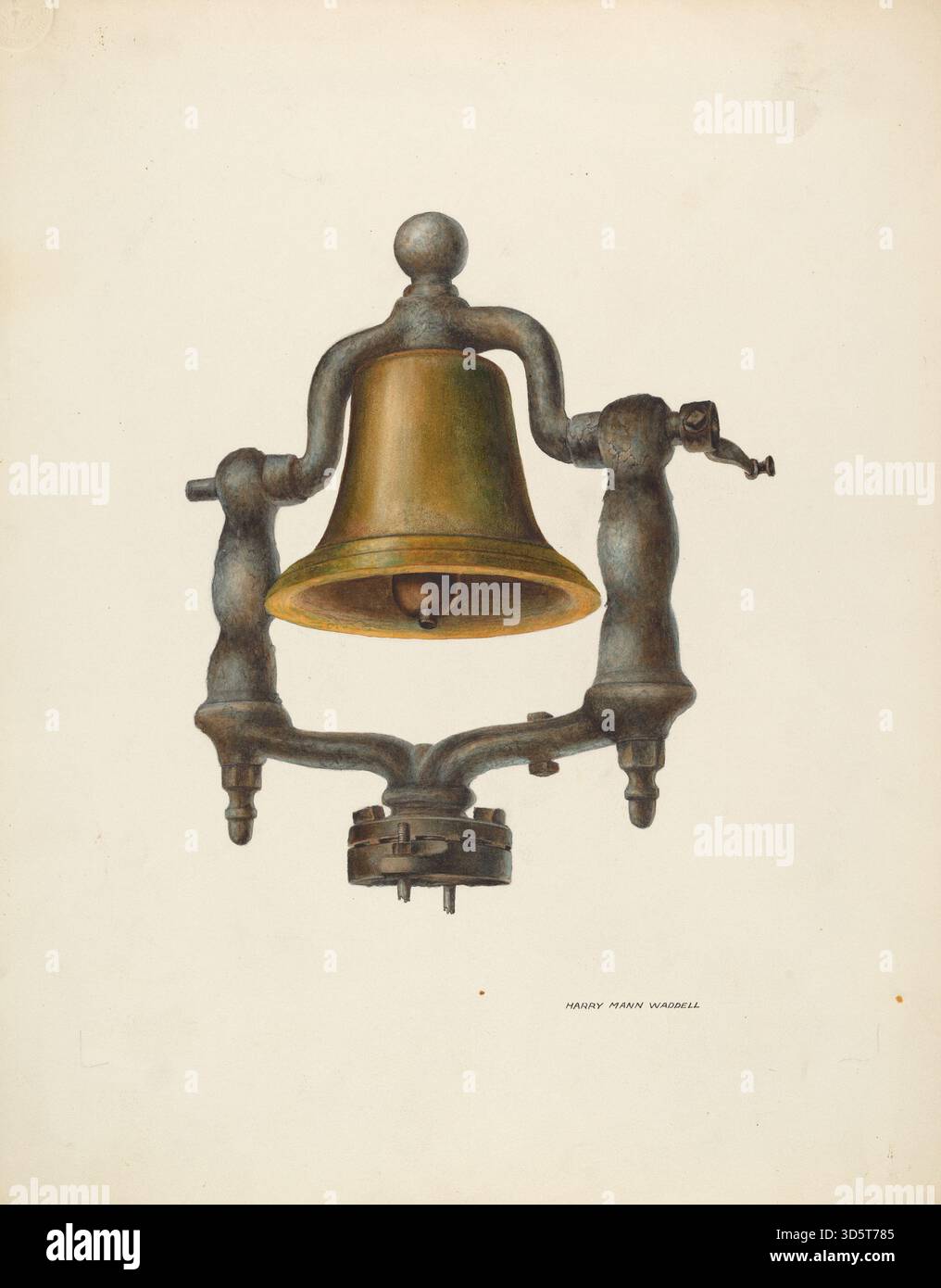 A locomotive bell designed by Harry Mann Waddell around 1937. The piece ...
