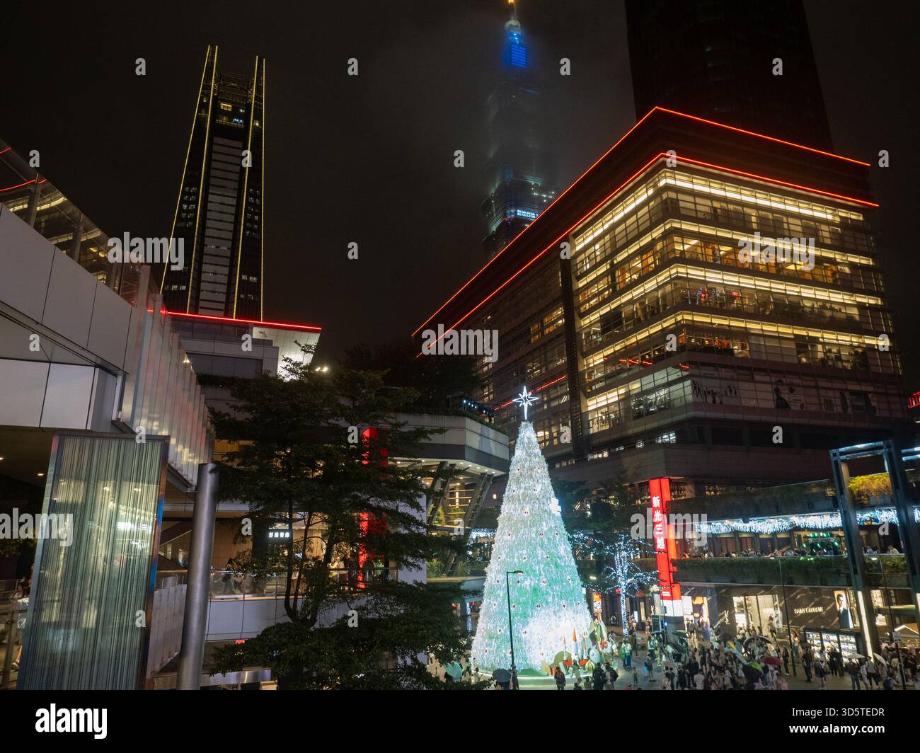 Taiwan In November Taipei, Taiwan - November 16 2024: A night view of the illuminated ...