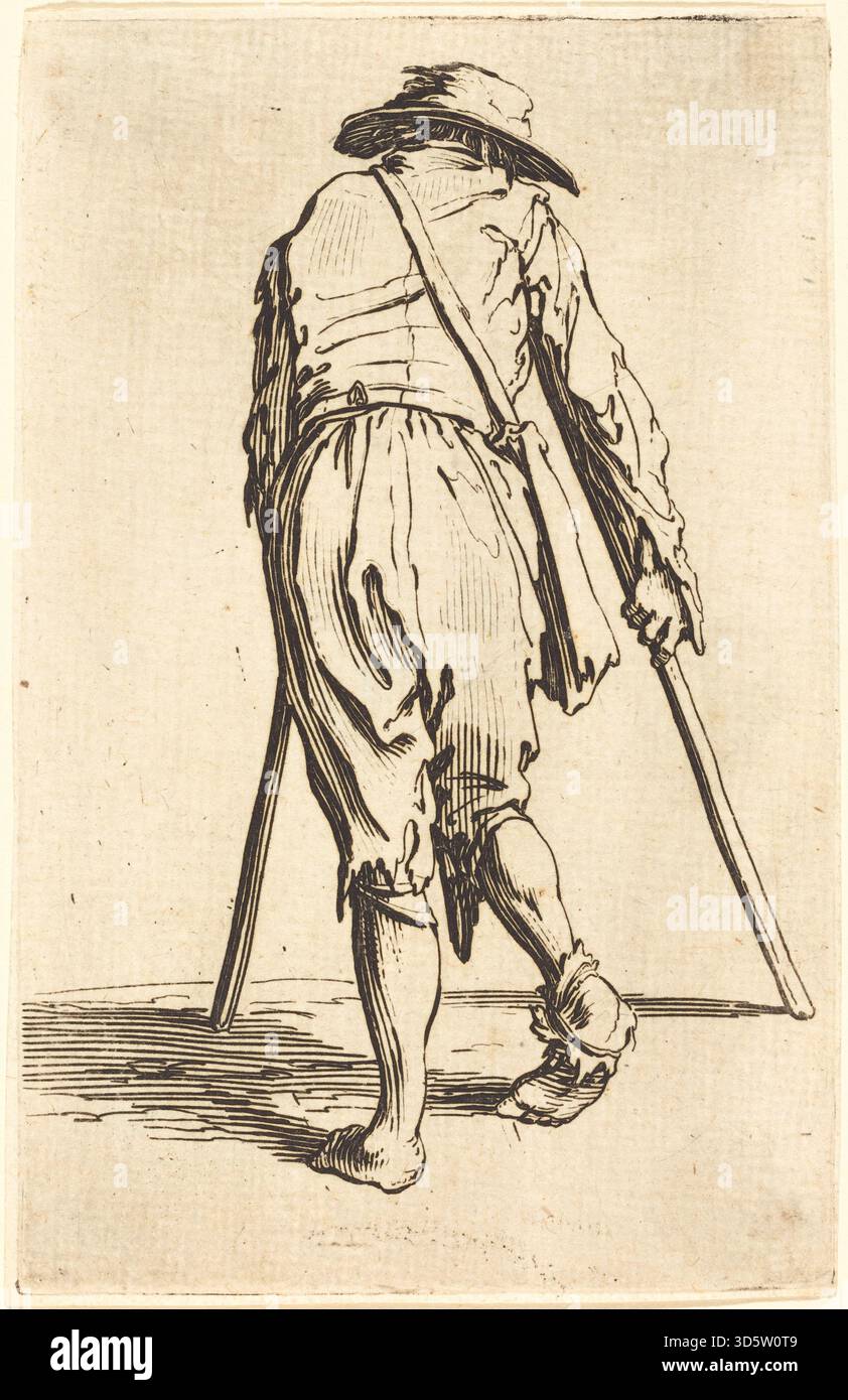 Etching by Jacques Callot circa 1622 showing a beggar viewed from the ...