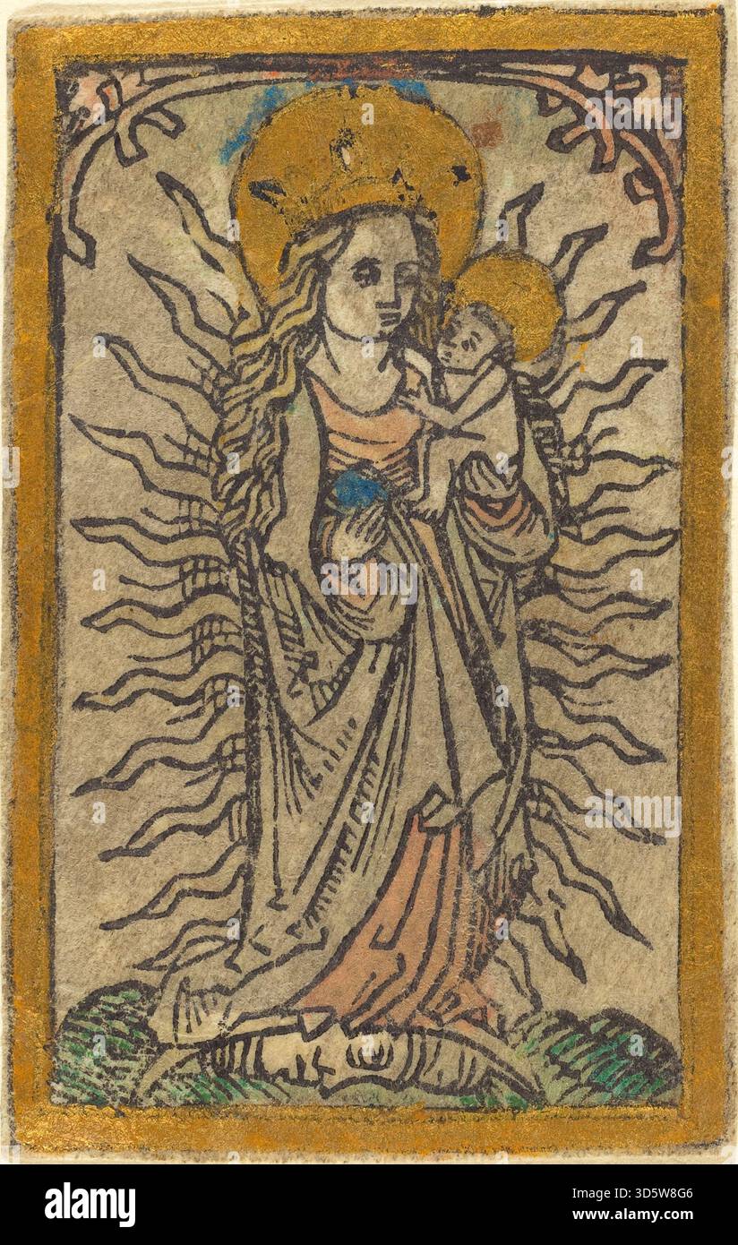 15th-century German painting depicting Madonna and Child standing on a