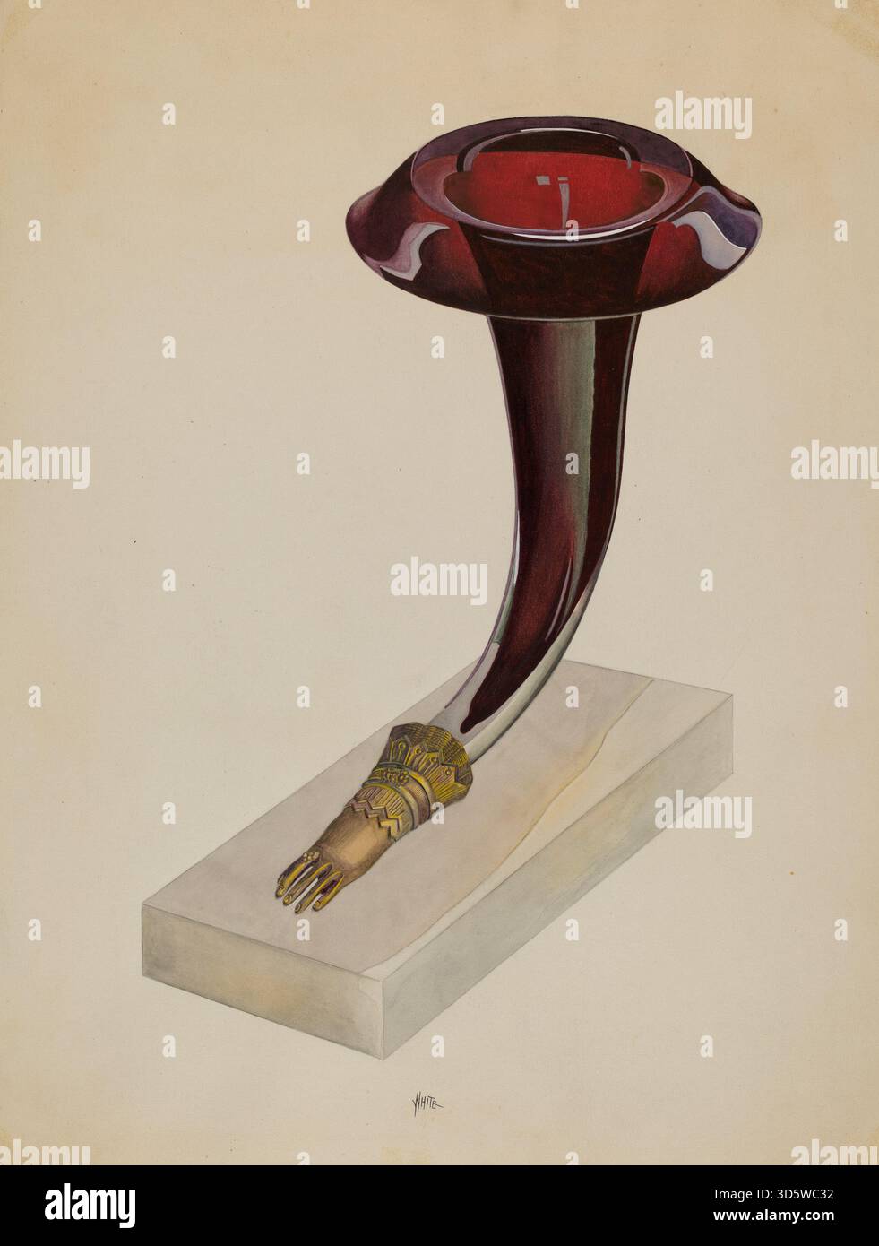 A circa 1936 depiction by Edward White showing a ruby-colored vase ...