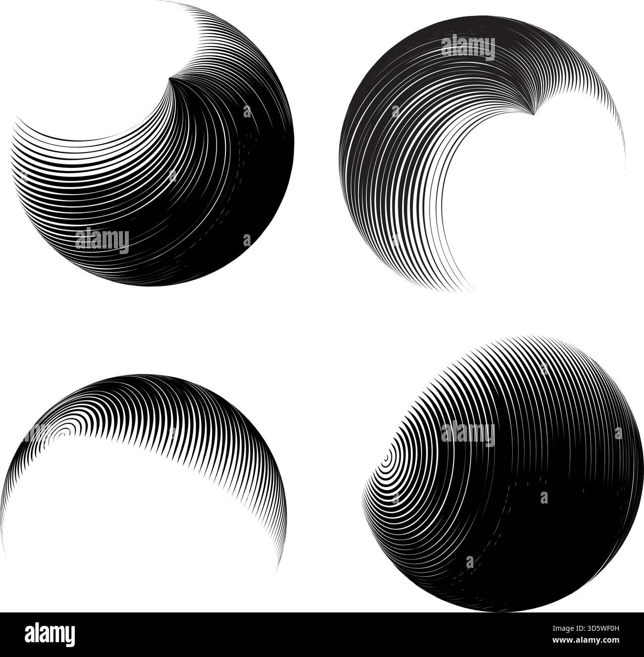 Contemporary set of halftone rounded 3d figures Stock Vector