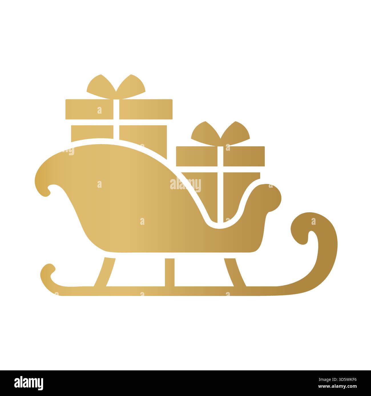 golden Santa sleigh silhouette with gift boxes, christmas design element - vector illustration Stock Vector