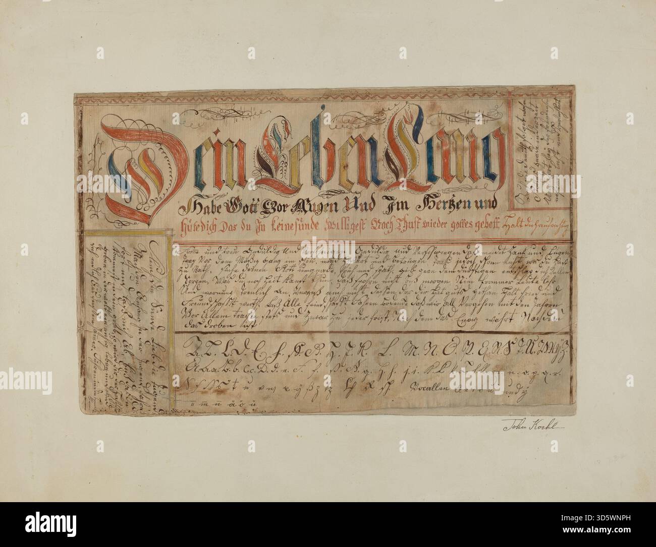 This circa 1937 illuminated writing by John Koehl, in Fractur style ...
