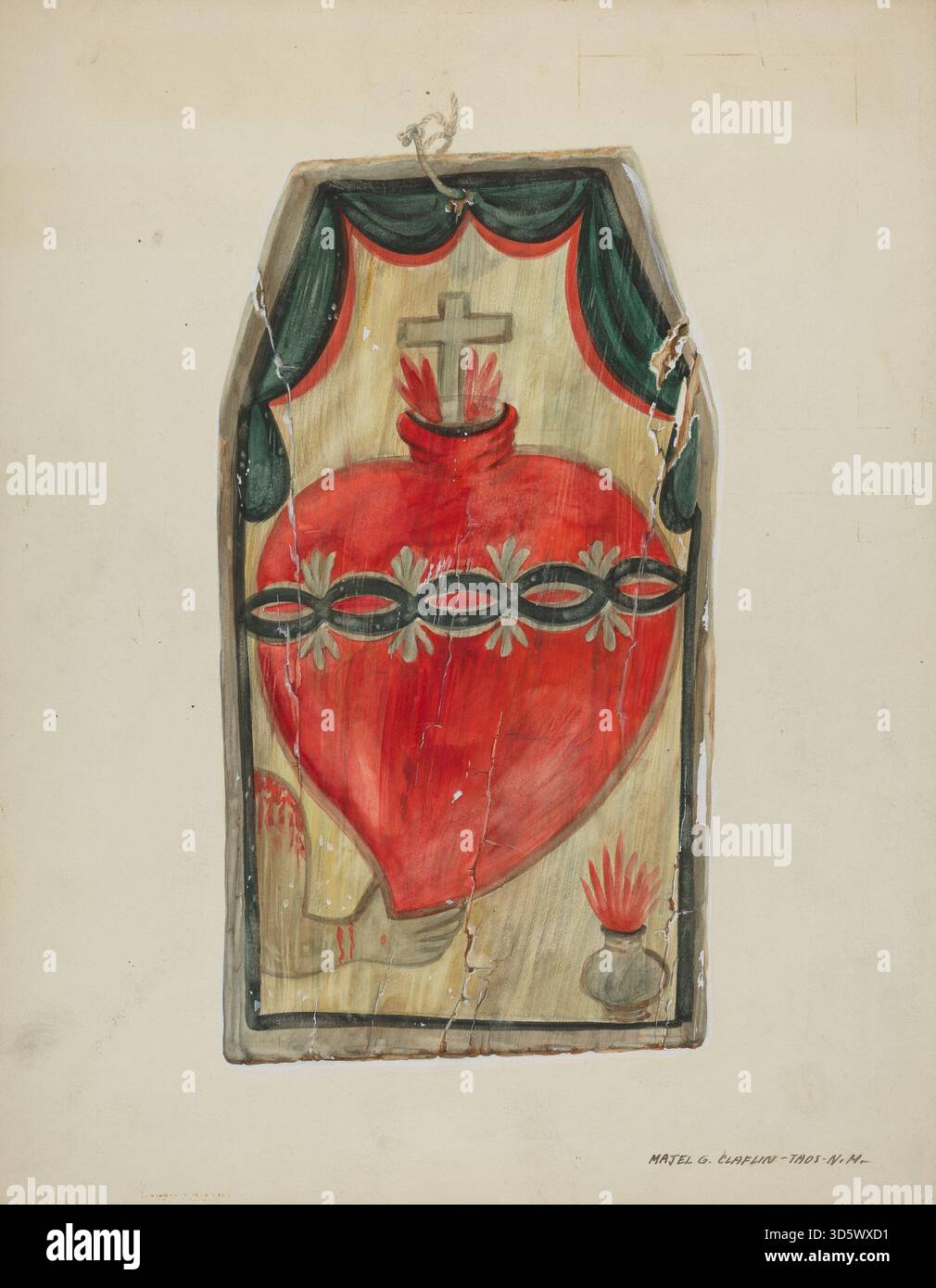 This retablo depicting the Sacred Heart by Majel G. Claflin, circa 1939 ...