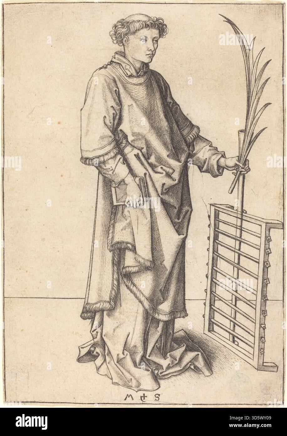 This engraving of Saint Lawrence by Martin Schongauer, circa 1490-1491 ...
