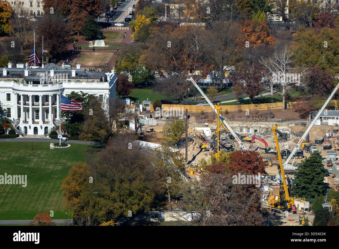 The demolition of the East Wing of the White House is seen during ...