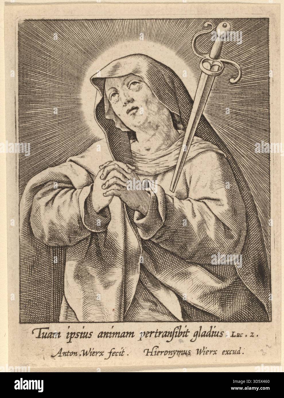 Religious Expression Engraving by Antonie Wierix titled 'Tuam ipsius animam', depicting a ...