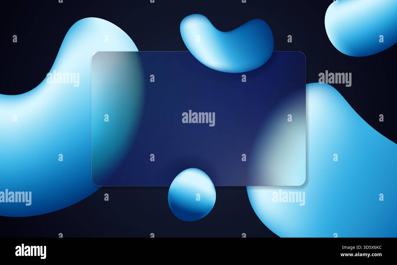 Gradient glass morphism frame with soft blur and floating abstract ...