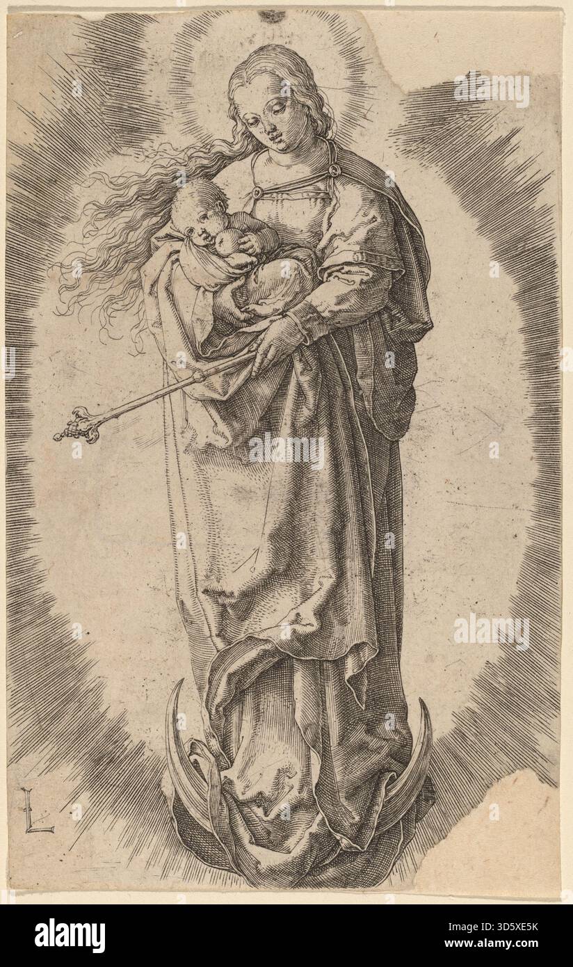 Painting 'The Virgin and Child on the Crescent' by Lucas van Leyden ...