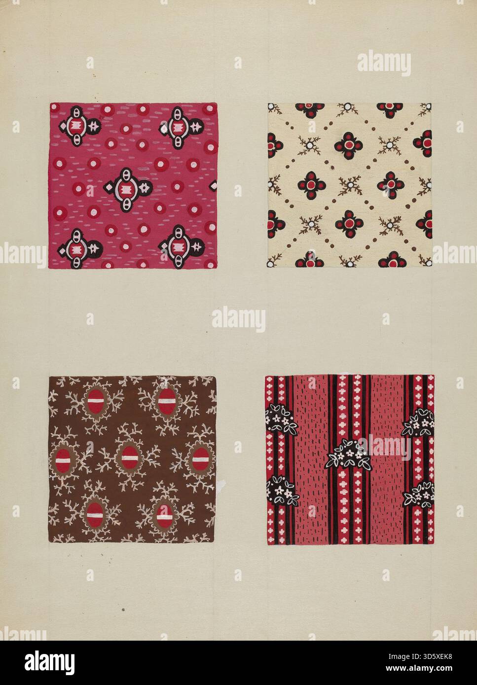 Fabric pieces and stitched elements from Katherine Hastings' 1937 quilt ...