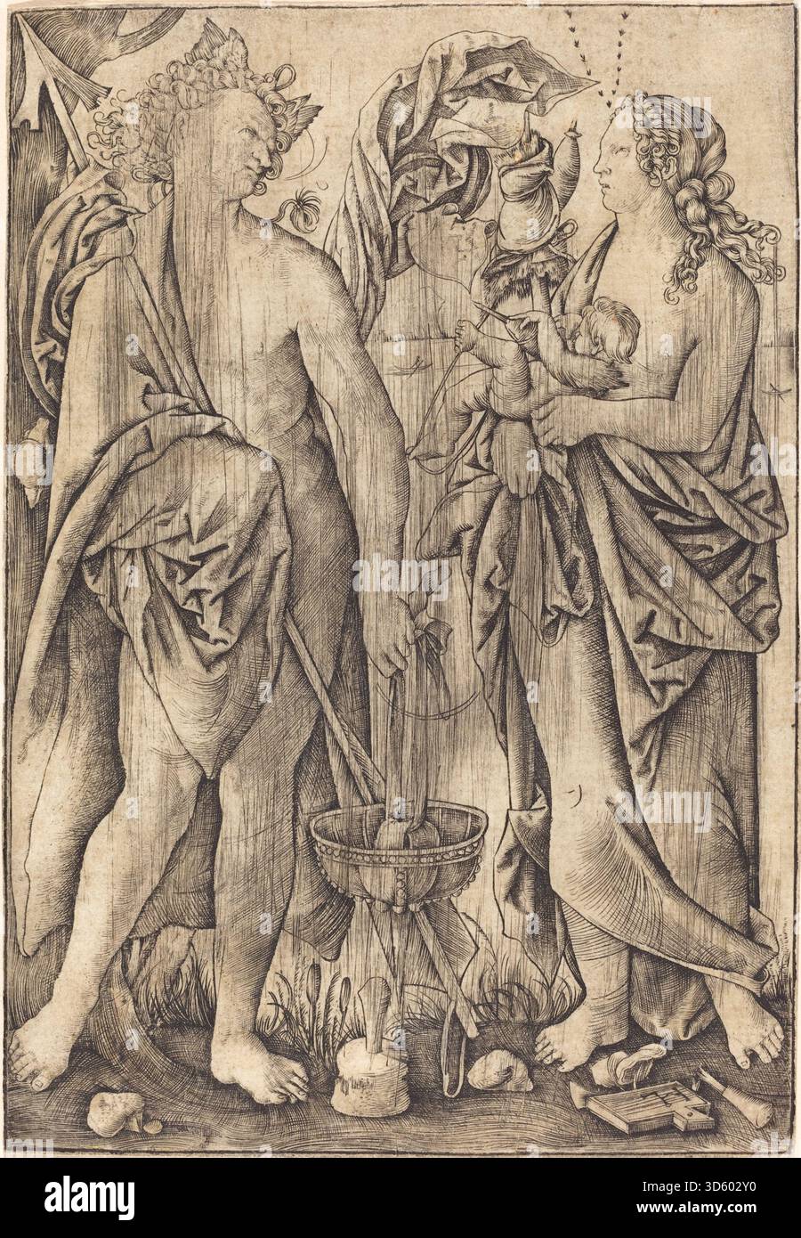 This engraving by Master HL depicts Mars and Venus, possibly Mercury ...