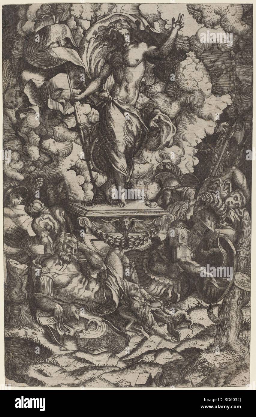 A 1546–1550 Italian engraving after Francesco Salviati depicting The ...