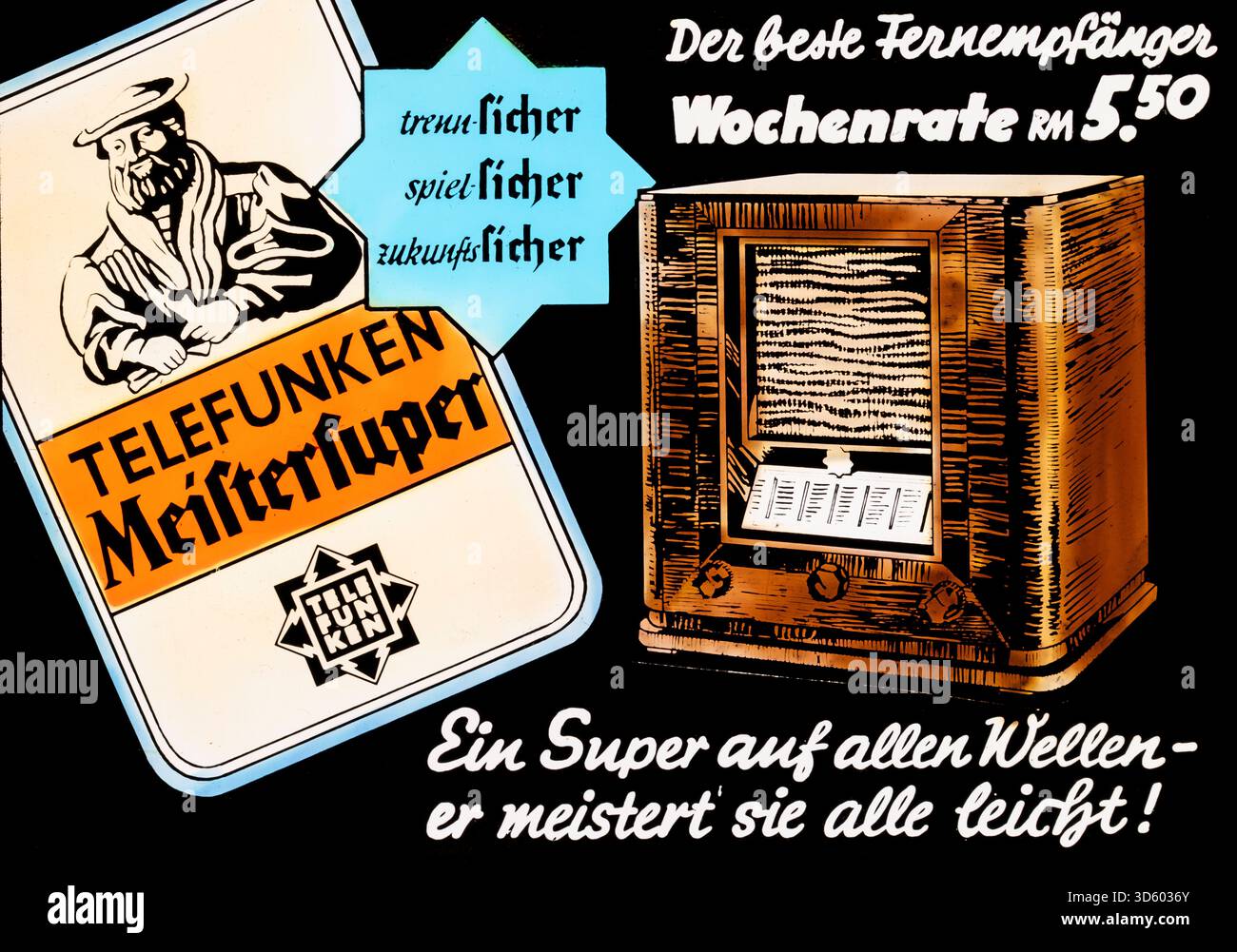 Poster Manifesto Locandina Pubblicità Telefunken Stampa Vintage