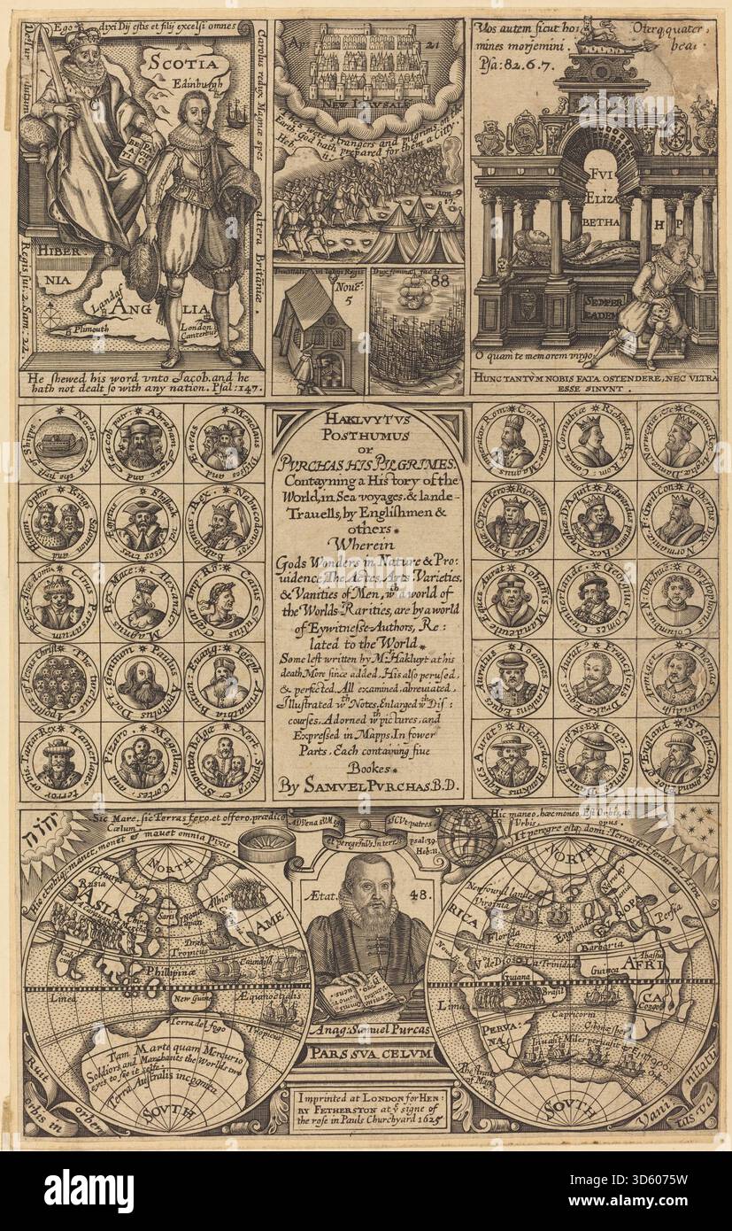 This 1625 British frontispiece shows an illustrated introductory page ...