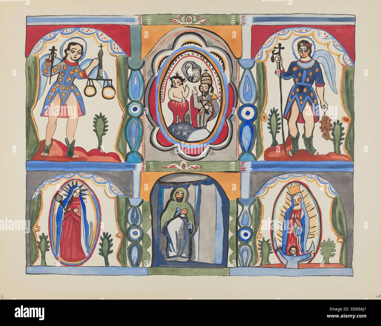 A design plate from 1935–1942 depicting the chapel altarpiece at Santa ...