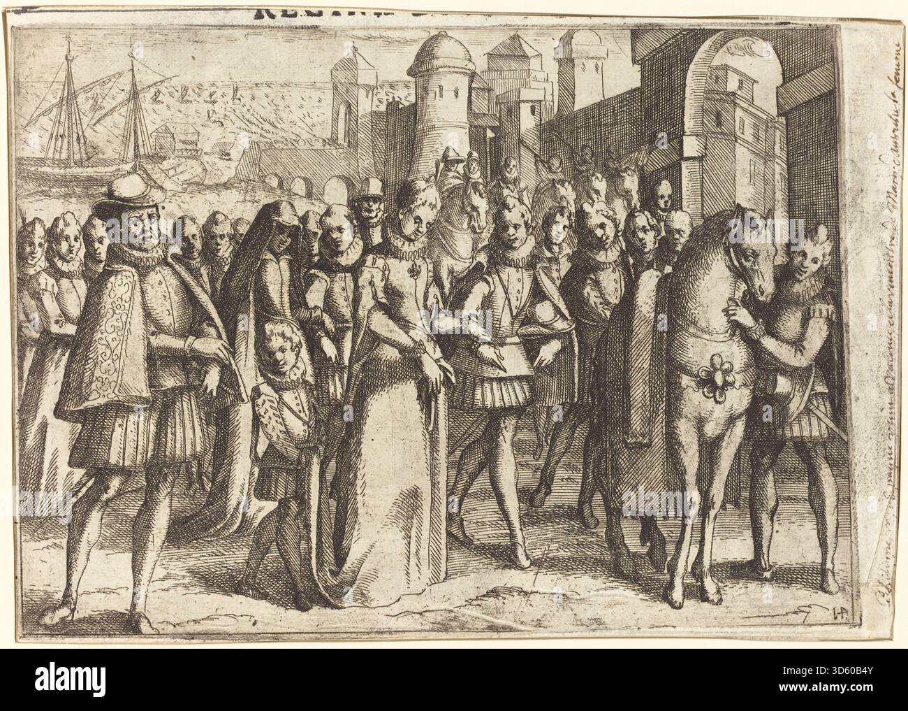 This 1612 engraving by Jacques Callot, recto side, depicts the arrival ...