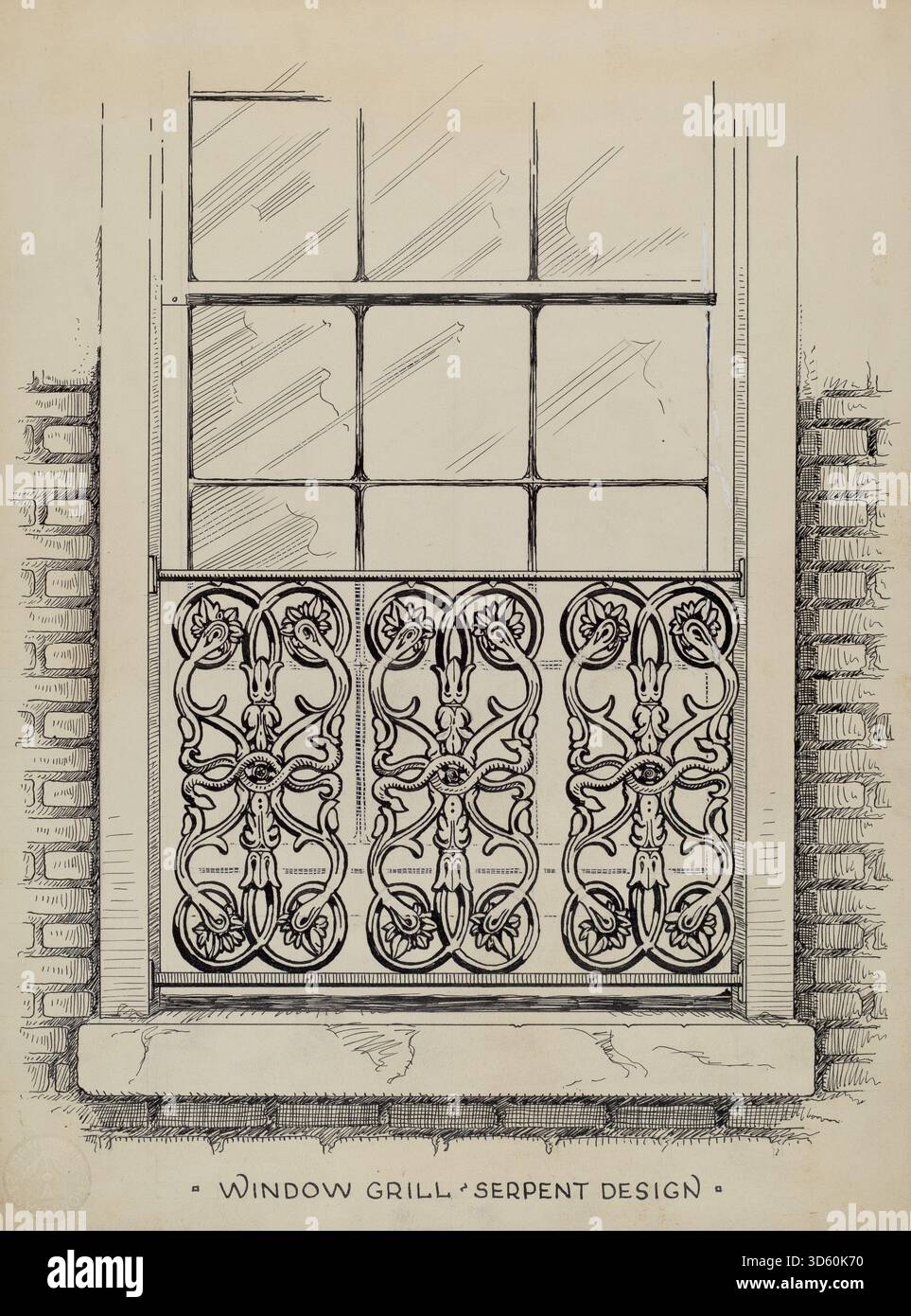 Thomas Windows Railing The circa 1936 cast iron window grill by Thomas Byrne is a protective ...