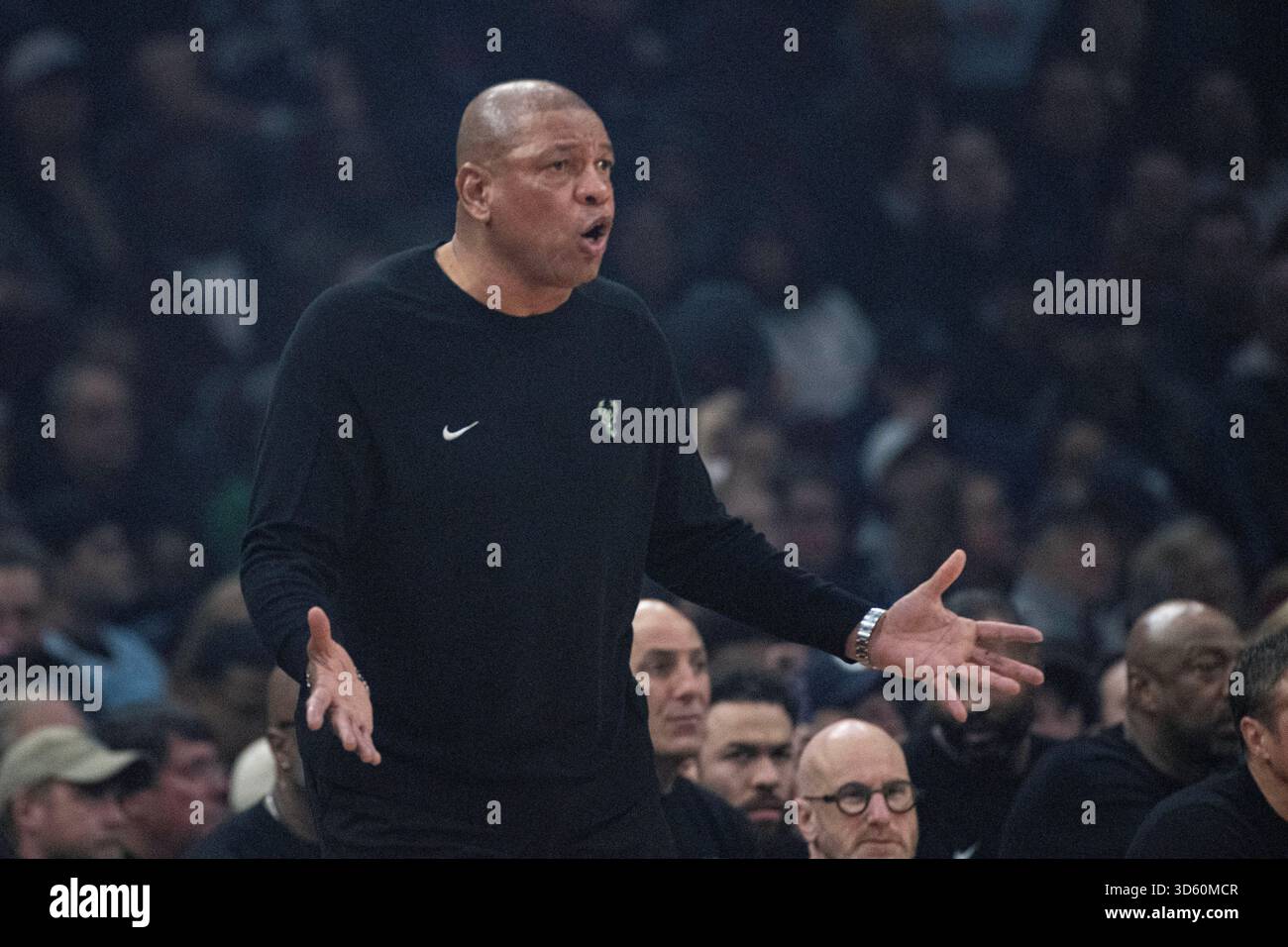 Milwaukee Bucks head coach Doc Rivers complains about a referees call ...