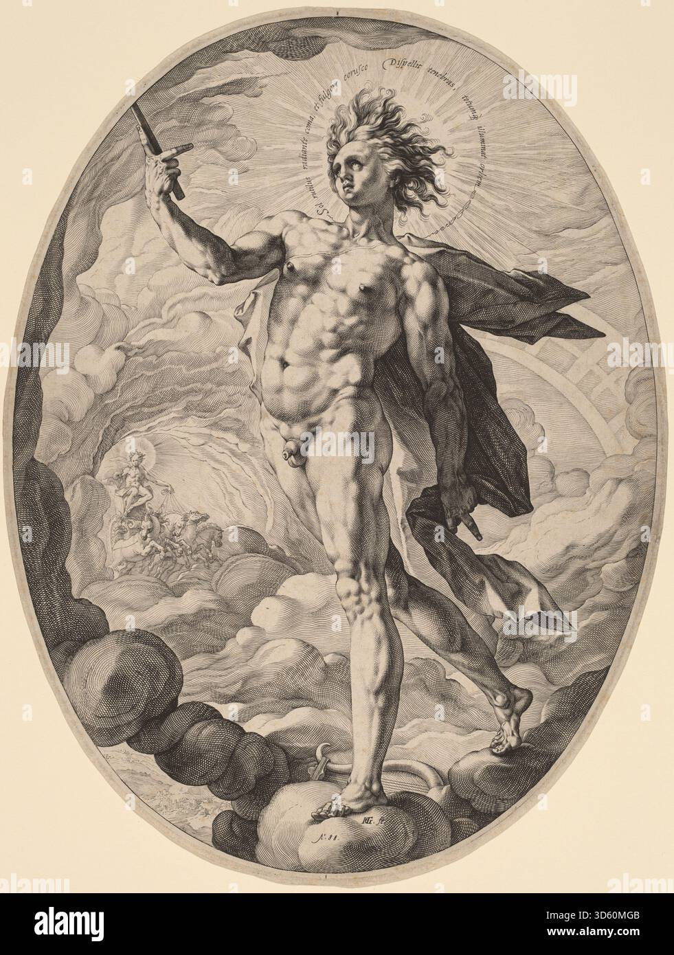 Apollo Atributes This engraving by Hendrik Goltzius, 1588, depicts the mythological ...