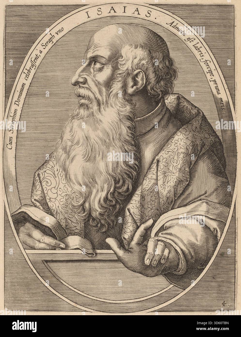 This engraving shows the biblical prophet Isaiah, executed by Theodor