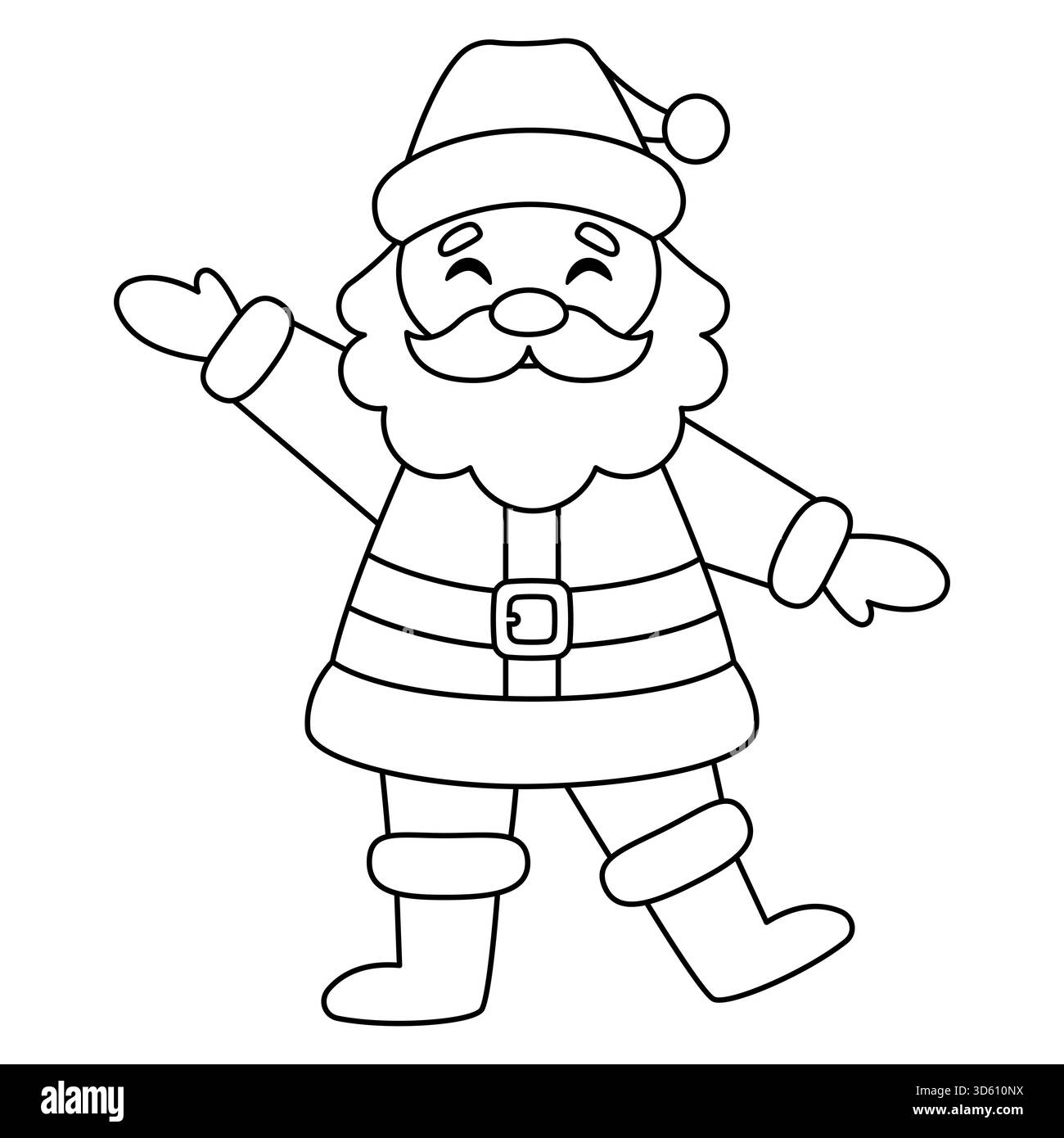 Cute cartoon Santa Claus. Coloring page. Isolated white background ...
