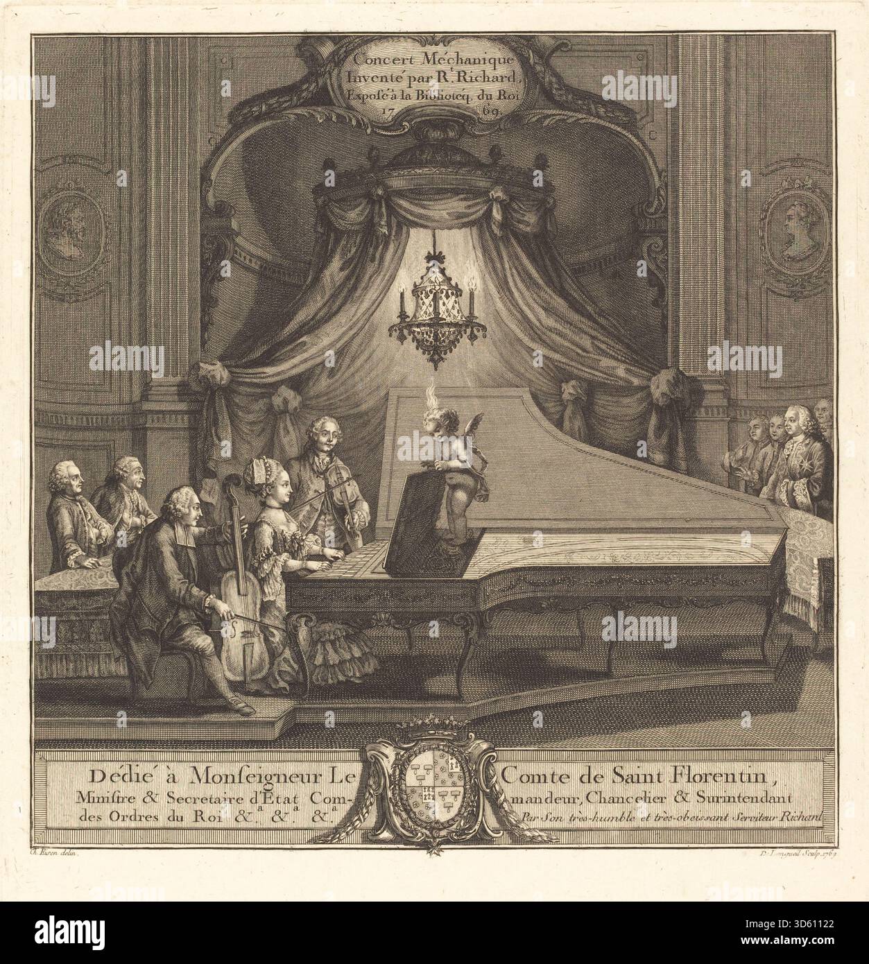 Musical Rococo Le concert mécanique by Joseph de Longueil after Charles Eisen, 1769 ...